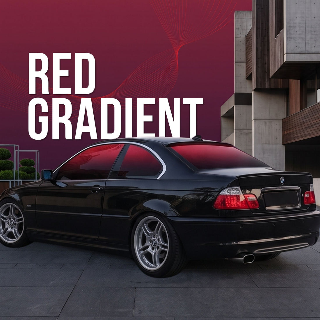 Tall, narrow red automotive styling film product standing upright against a solid black background, featuring a bold red finish and clean minimalist presentation.